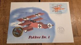 1995 Münzbrief 1 Peso Kuba Fokker Dr. 1