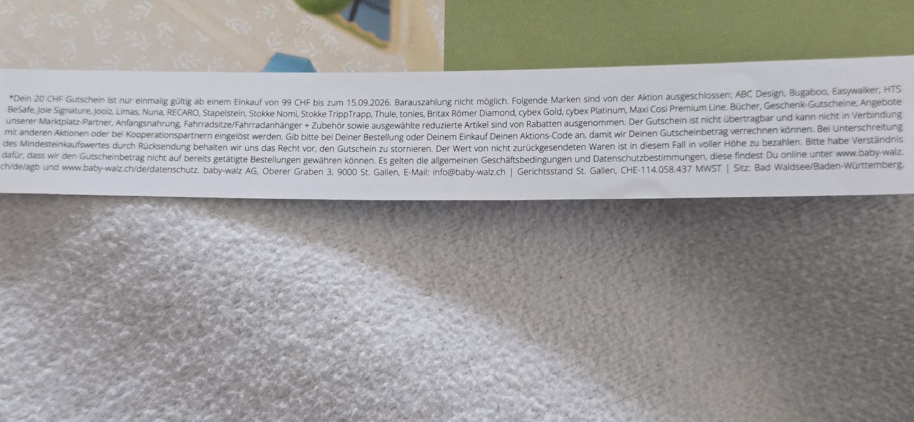 Buoni: Baby-Walz 20 CHF Code ab 99.- bis 15.9.26 – Nuovo (secondo la descrizione) da Uttigen venduto da TomTom_ 1