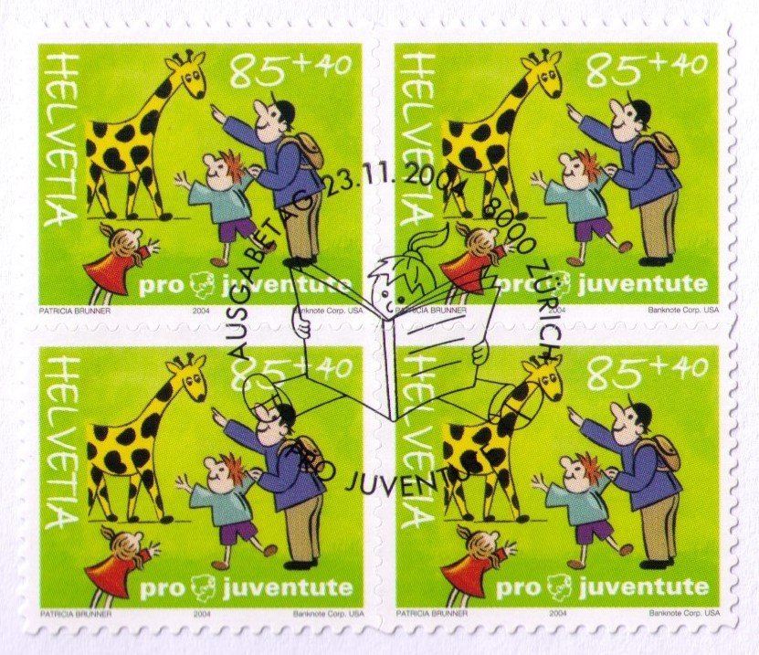 Tutti i francobolli: 2004_J373-76_PRO JUVENTUTE_FDC Vb-Marken ZUSAMMENHÄNG.+HELL! – Usato da Marthalen venduto da Ch_quality 4