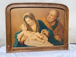 Madonna Jesus heilige Josef 86x67cm Oleographie‪ Bild