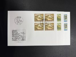 Liechtenstein Serie im 4er Block auf FDC 9.9.99