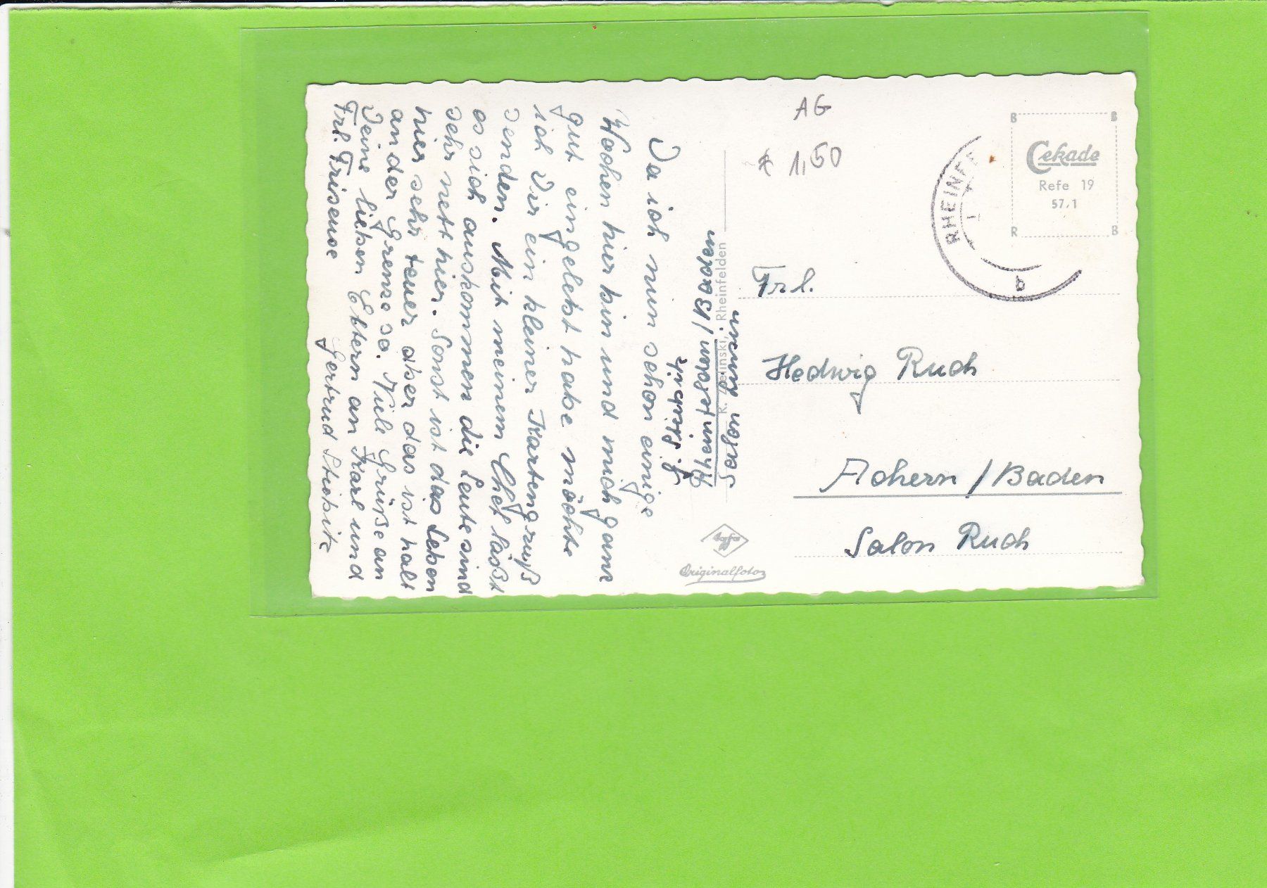 Cartoline postali: Rheinfelden-Baden – Usato da St. Peterzell venduto da neckertal 1