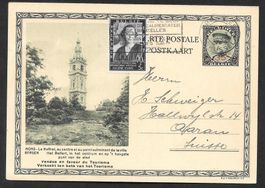 Belgien Postkarte 171 Zusatzfrankatur 8.10.1937 nach Aarau