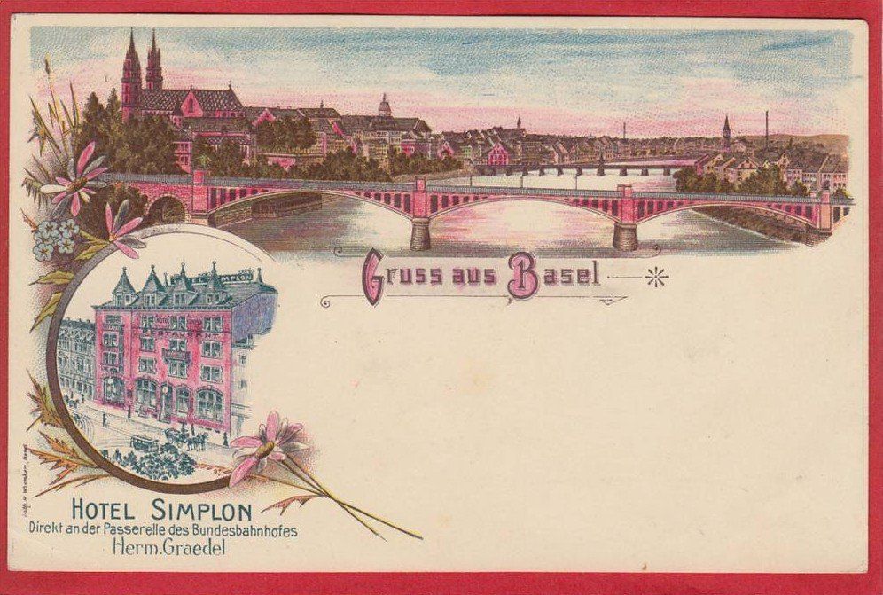 Cartes postales: BASEL HOTEL SIMPLON, LITHO – D'occasion à Grüningen par Kartenlaube