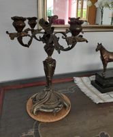 Vierflammiger grosser antiker Kandelaber, Jugendstil, massiv