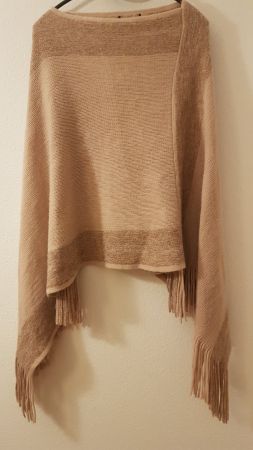 Poncho rosa Strickpullover Strickjacke onesize Damen Fransen