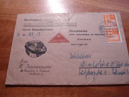 Brief Deutsche Post 1950, nach Winterthur, stark verschoben