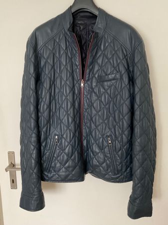 ISNOVA Leder Jacke Gr 50/52 gem Masse blau Wendejacke