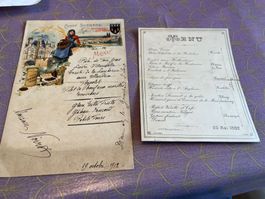 Collection 2 anciens menus de fête gastronomie cuisine