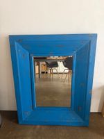 Spiegel blau Holzrahmen Used Look Dekoration 83x102cm