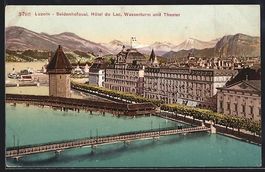 Luzern, Seidenhofquai mit Hotel du Lac, 