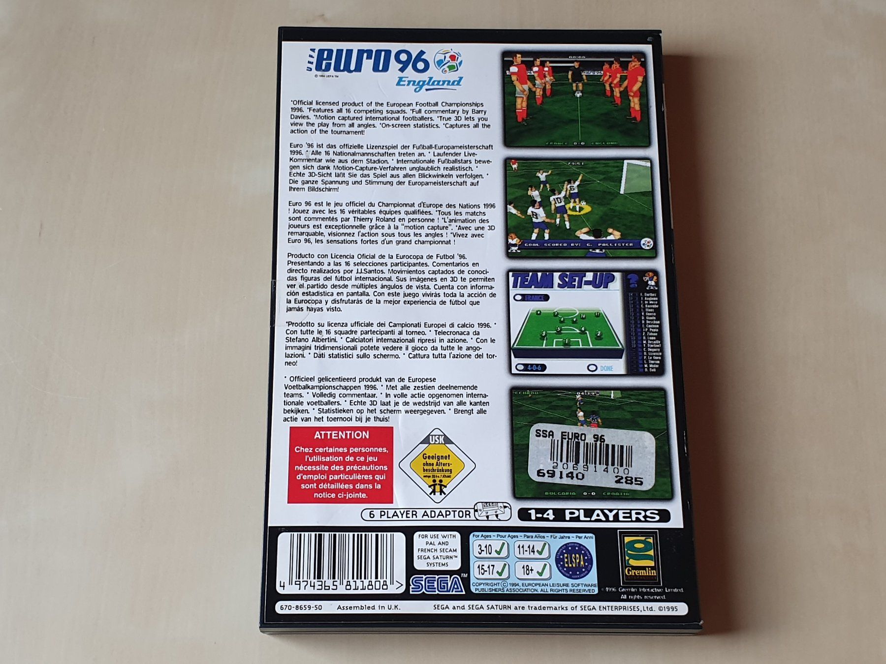 Sega Spiele: UEFA Euro 96 England Sega Saturn – Gebraucht aus Stansstad von collectorsshop 1
