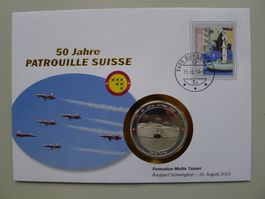 2013 Numisbrief "Mollis Tunnel" 50 Jahre Patrouille Suisse