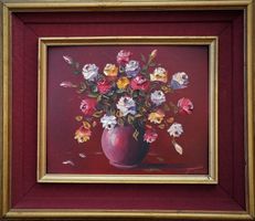 Rosen in Vase  Roses dans un vase signiert Penaud
