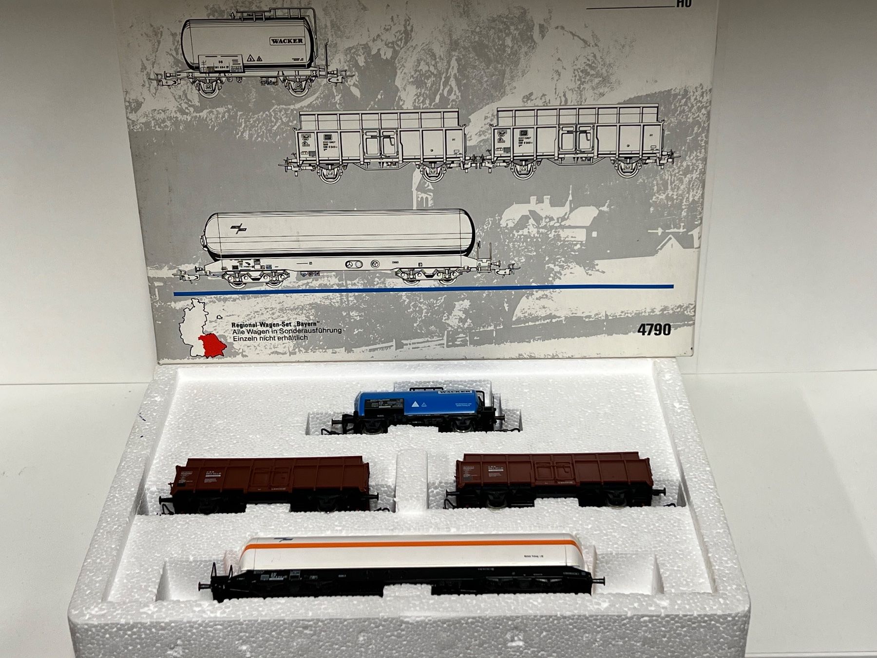Märklin Modellini di ferrovie: Märklin H0 Güterwagen-Set 4790 – Nuovo e nell'imballaggio originale da Geroldswil venduto da TopTrain54