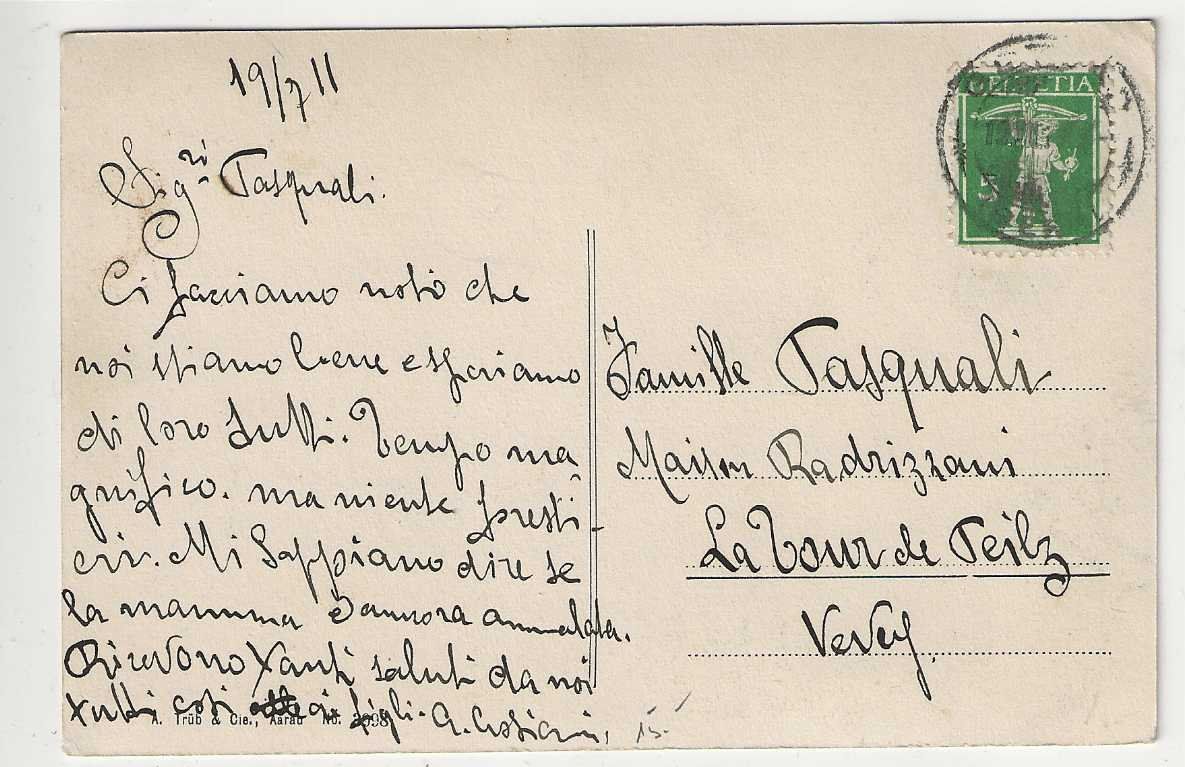 Cartoline postali: Gstaad, 1911 – Usato da Spiez venduto da Niesen20 1