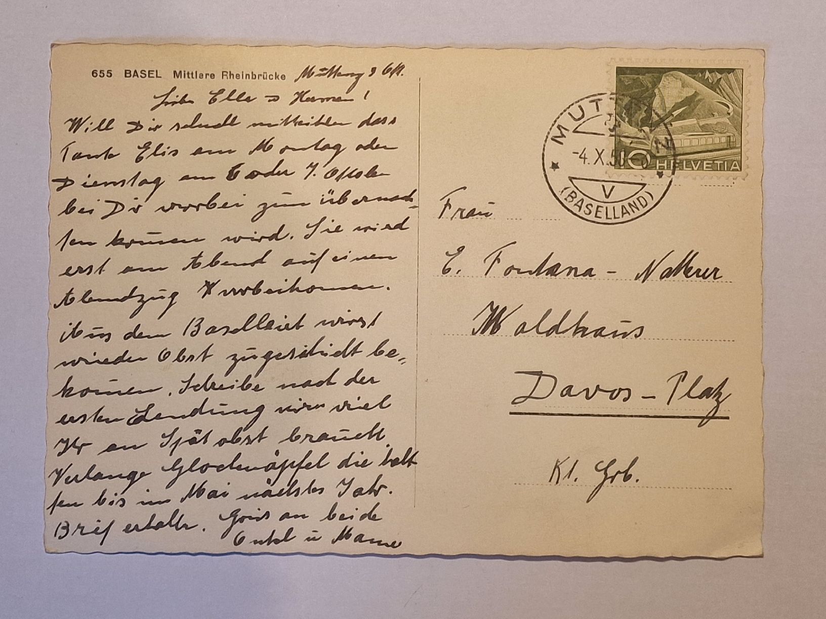 Cartoline postali: Basel  Mittlere Rheinbrücke – Usato da Rüegsauschachen venduto da Hbru 1