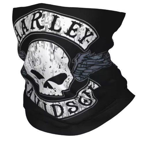 Passmontagna & Scaldacolli: Tour de cou Harley Davidson tête de mort noir/blanc  J140 – Nuovo e nell'imballaggio originale da Allens venduto da MADE.IN.ROCK.N.ROLL