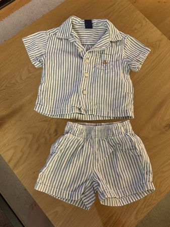 Baby Gap Set gestreift Grösse 0-3 Monate blau weiss