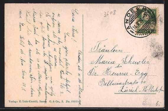Cartoline postali: AK Andeer, Ortsansicht mit Bergpanorama – Usato da Berlin venduto da bartko-reher 1