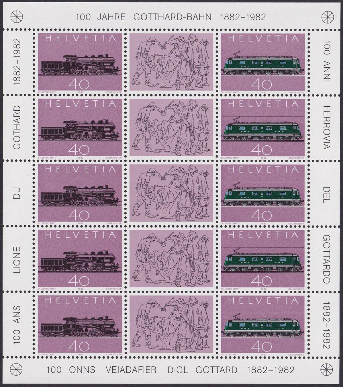 Tutti i francobolli: 1982, Gotthard Bahn Kleinbogen SO75 postfrisch ** CHF 4.- – Nuovo (secondo la descrizione) da Ebikon venduto da SilvioFreund