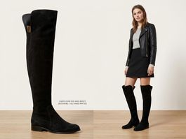 Schwarze Overknee Stiefel Wildleder