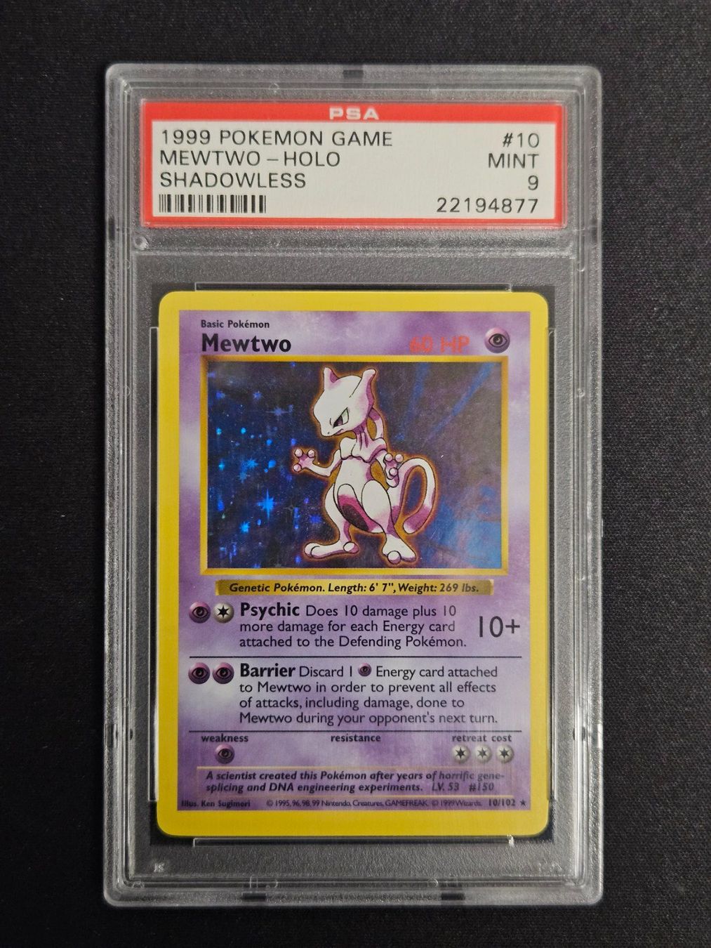 Pokémon Carte collezionabili: Shadowless Mewtwo Holo - 1999 Pokemon Game Base Set - PSA 9 – Usato da Hagendorn venduto da HyperbeamCH