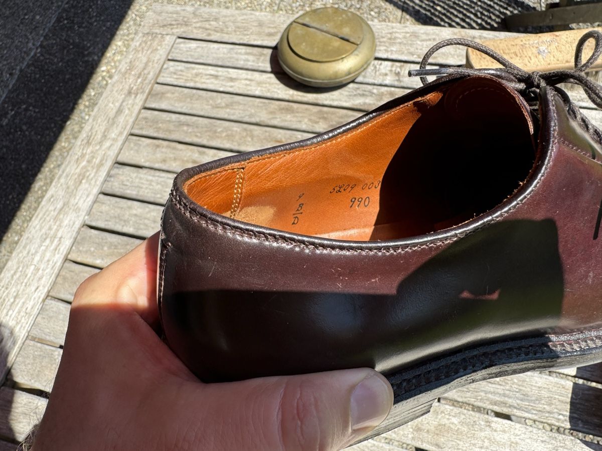 Alden Scarpe da uomo: Alden Shell Cordovan Plain Toe Derby, US 9, Barrie Last – Usato da Schlieren venduto da Timsonsan 7