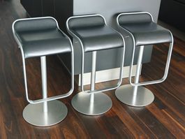 3x LaPalma LEM Hocker hoch mit Sitzfläche aus Echtleder