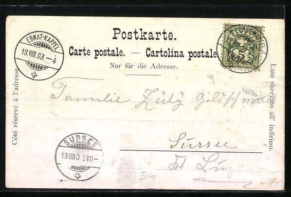 Cartoline postali: AK Ebnat-Kappel, Totale mit Kurfirsten – Usato da Berlin venduto da bartko-reher 1