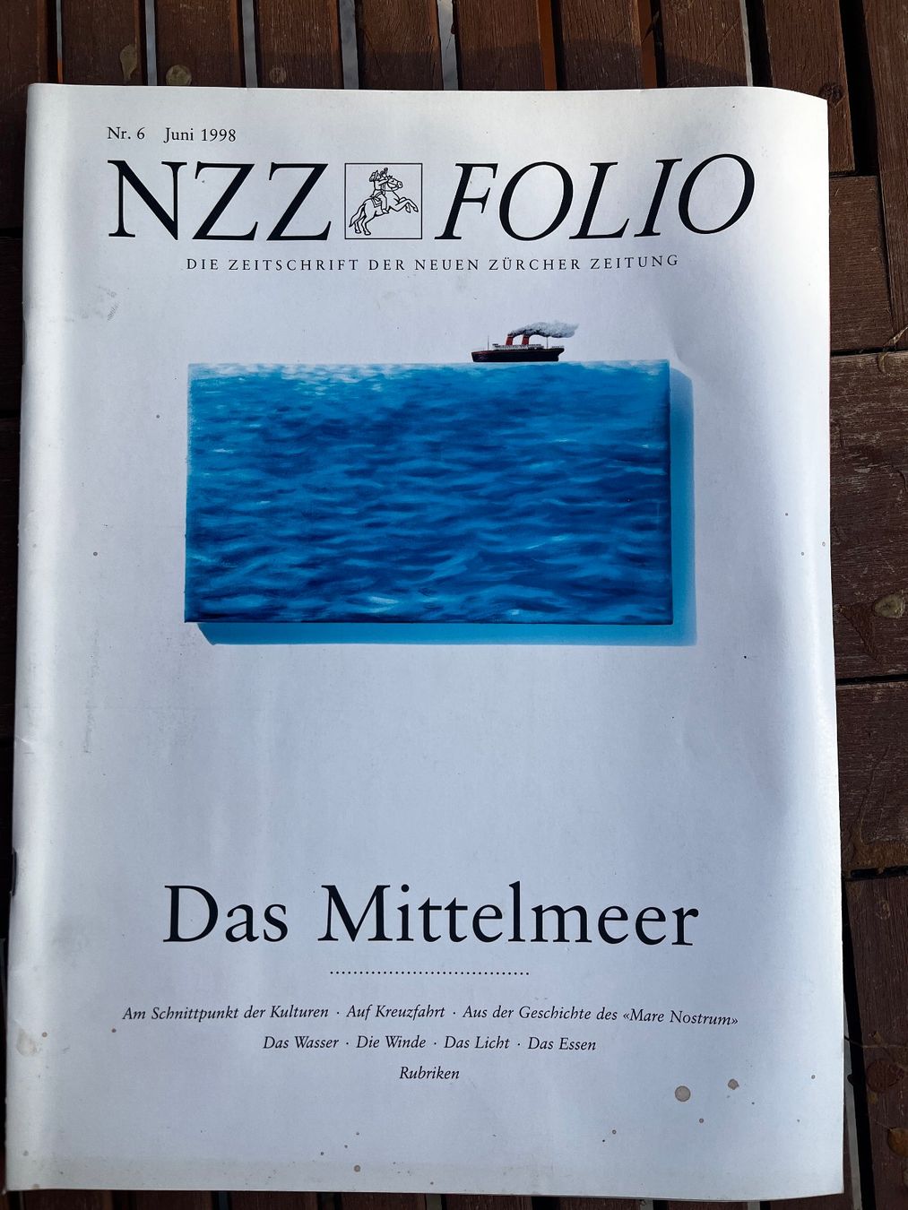 Zeitschriften & Magazine: NZZ Folio 6/98 Das Mittelmeer – Gebraucht aus Thun von kunstlady