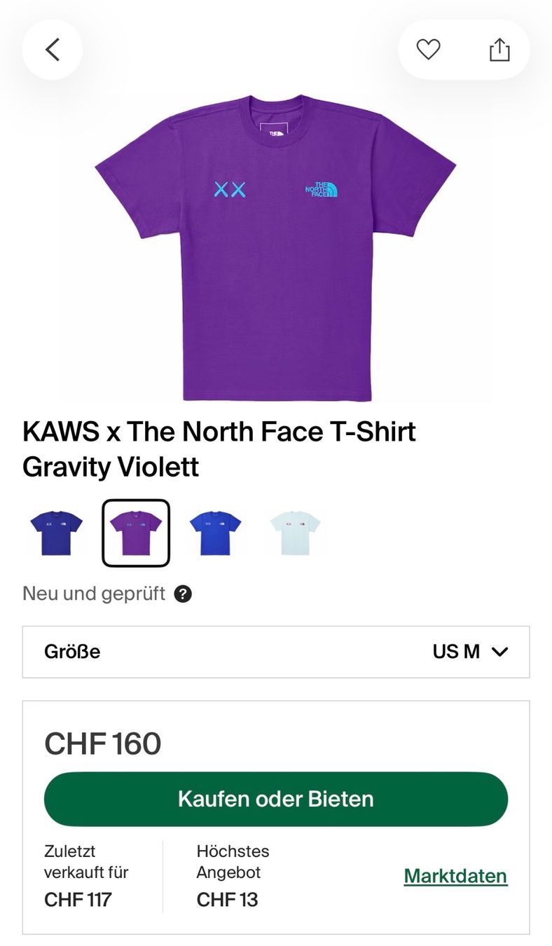 North Face T-shirt: Kaws x The North Face - Tee Purple – Nuovo e nell'imballaggio originale da Haag (Rheintal) venduto da BNMC.store 2