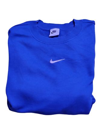Nike Felpa Blu Classica Cotone Old Style Anni 90