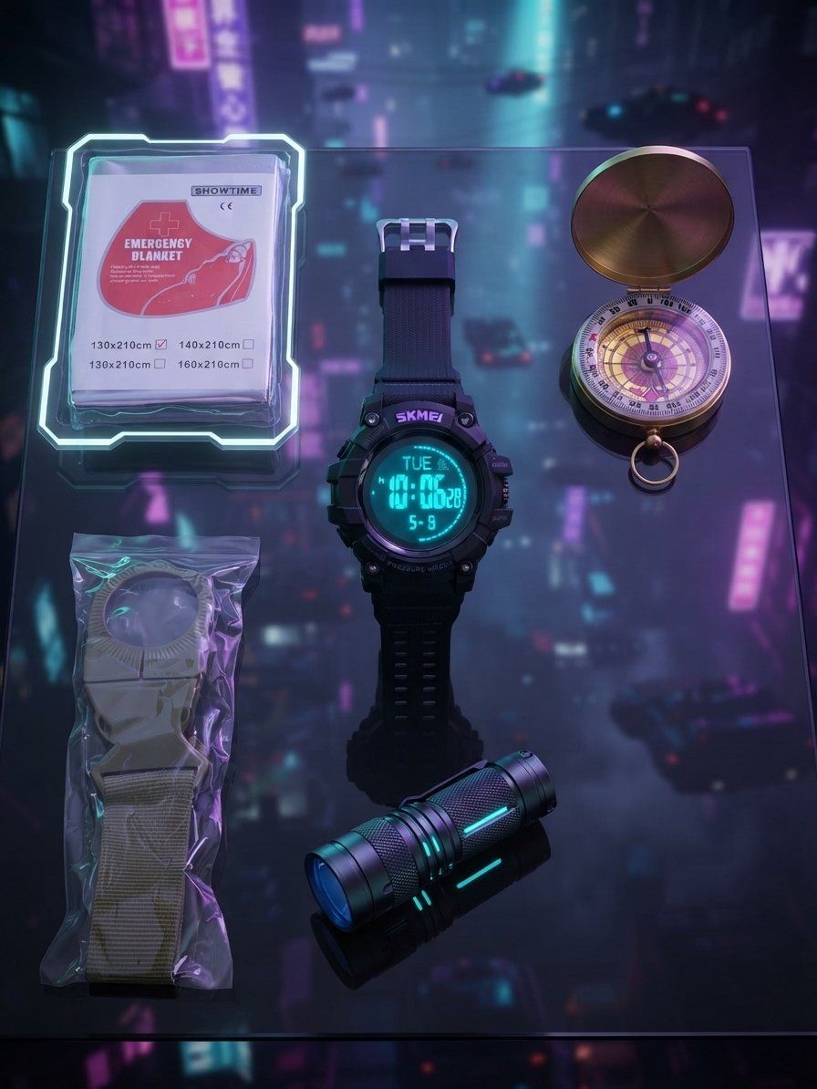 Orologi: Überlebensset Uhr Messer Kompass Höhenmeter Barometer – Nuovo (secondo la descrizione) da Zürich venduto da Sarameier 1