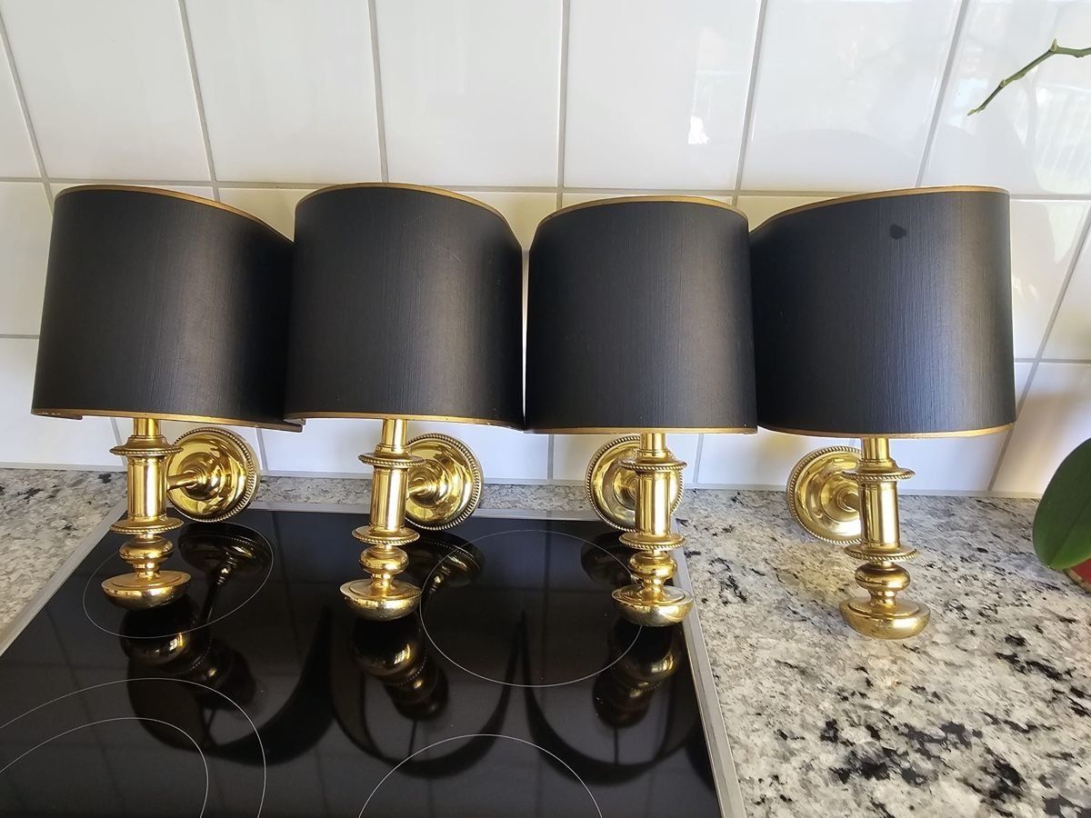 Lampade: 4x Messing Wandlampen  Schirmen, – Usato da Zürich venduto da sne.swiss 6