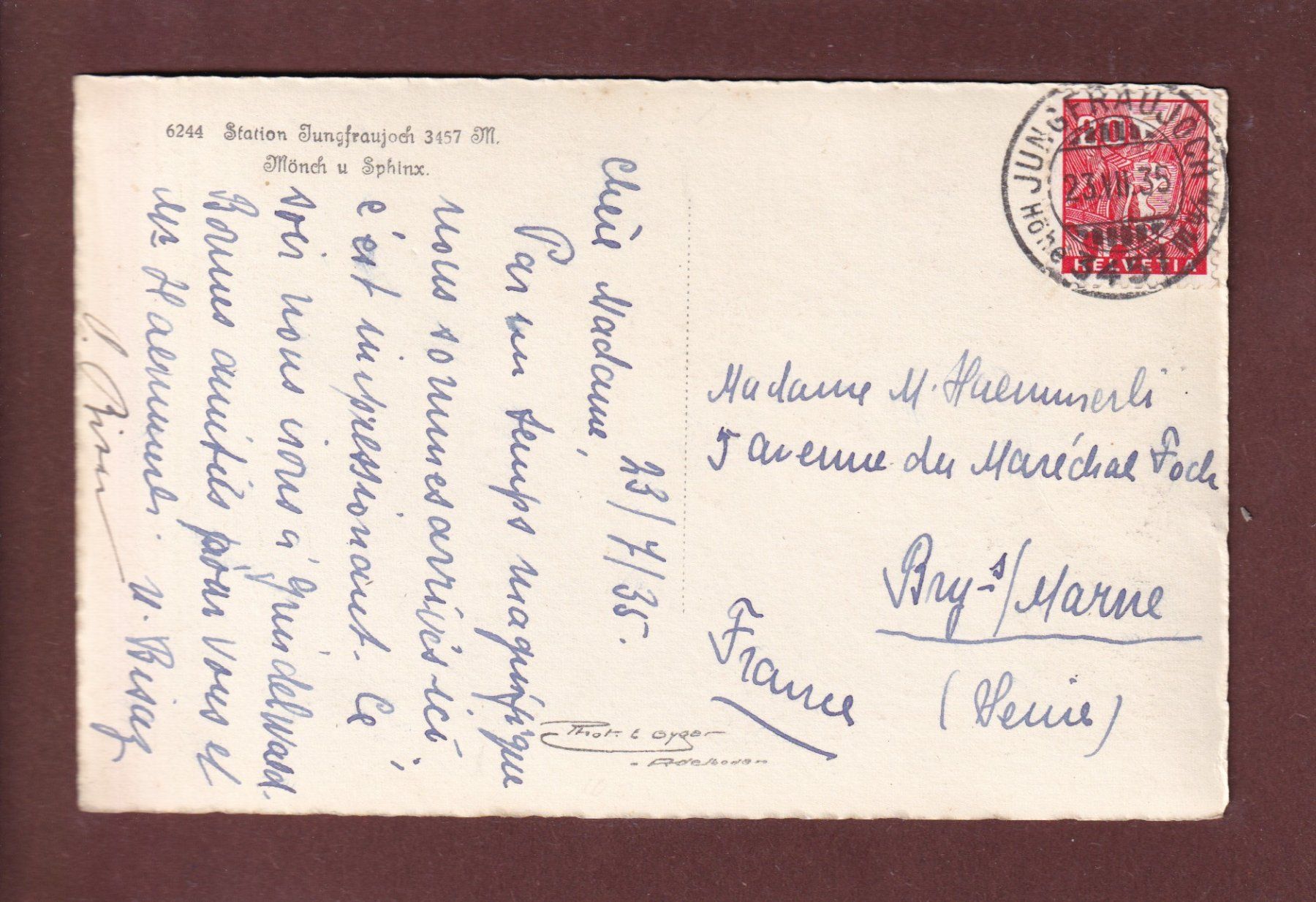Cartes postales: Station JUNGFRAUJOCH - Mönch und Sphinx – D'occasion à Pully par nicecards 1