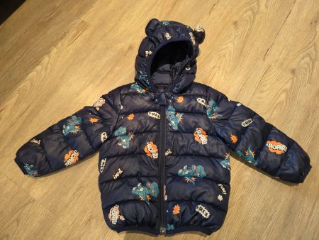 Kinder Steppjacke blau mit Dinosaurier Motiv in Grösse 98