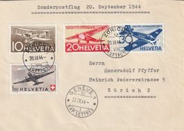 Flugpost Brief-Zürich-Genf-1944