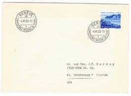 Lettre de Genève cachet TR28 pour les USA le 4.VI.53