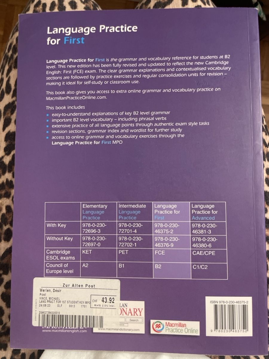 Libri: Sprachbuch Language Practice for First Michael Vince 5. Aufl – Nuovo (secondo la descrizione) da Susten venduto da aur_6fmr 1