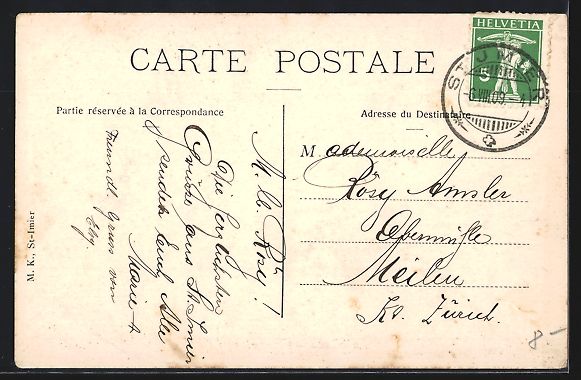 Cartoline postali: AK St-Imier, Panorama mit Bäumen, 1909 – Usato da Berlin venduto da bartko-reher 1