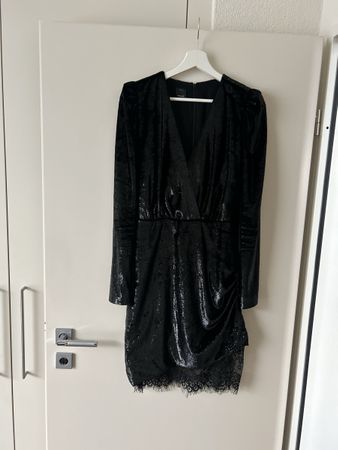 Pinko Dress Black Velvet Lace Trim  Size S