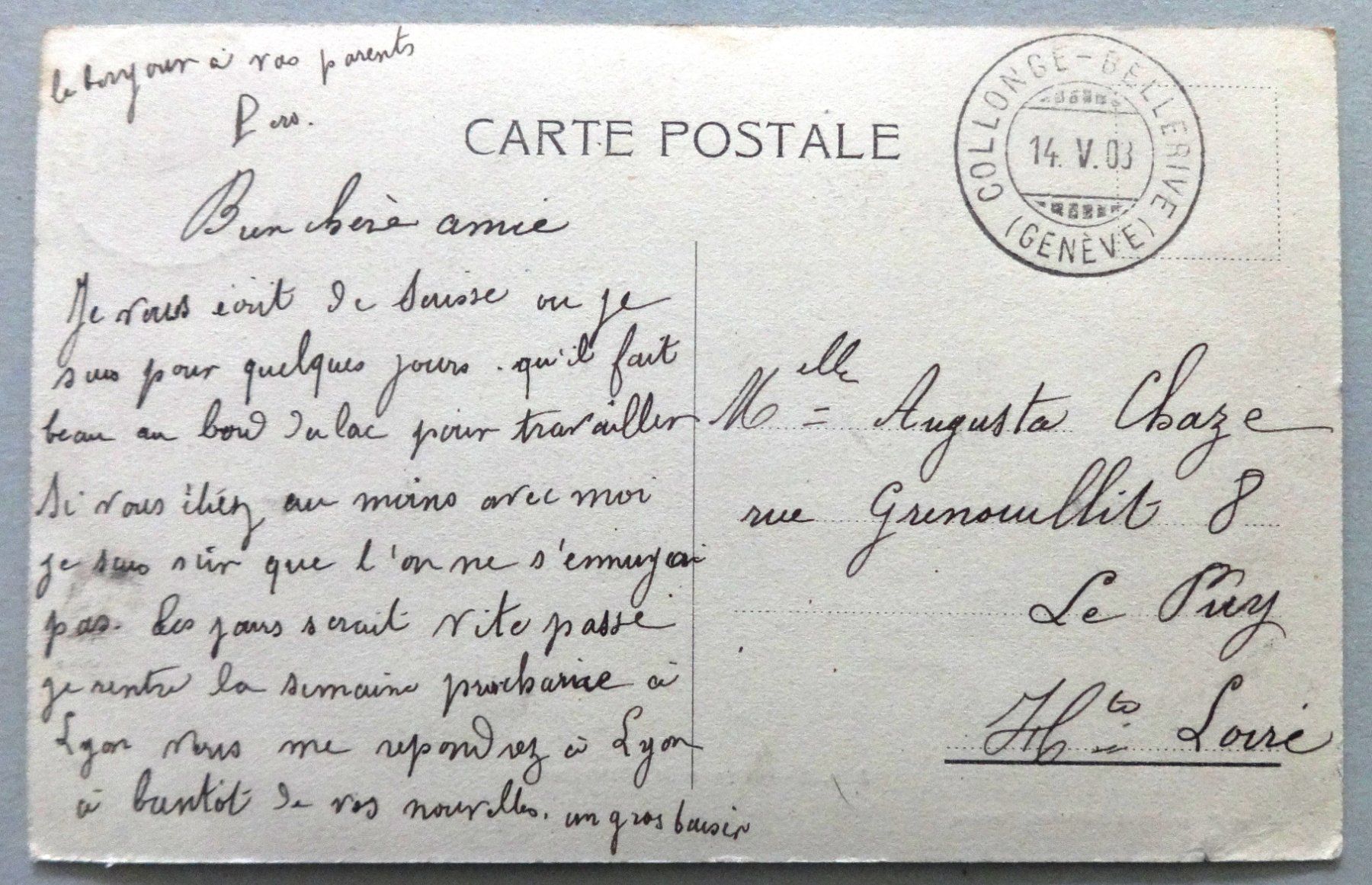 Cartoline postali: Genève et le Mont-Blanc – Usato da Fétigny venduto da Billy2miny 1