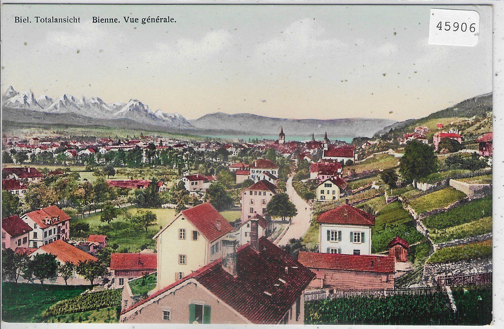 Cartoline postali: Biel Totalansicht - Bienne - Vue generale - Litho – Usato da Ettingen venduto da Kartenplanet