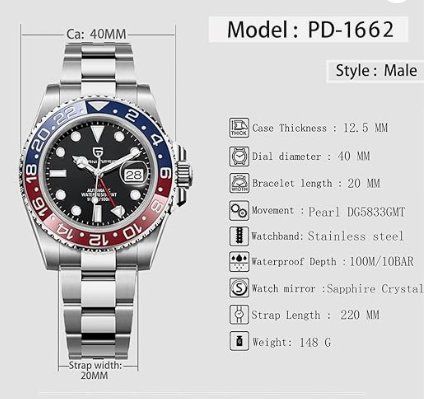 Pagani Design Orologi: Pagani GMT Master II Pepsi Design Automatik – Nuovo e nell'imballaggio originale da Rümlang venduto da ron2000 4