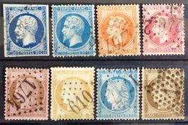 FRANCE: 8 timbres des années 1853 à 1871
