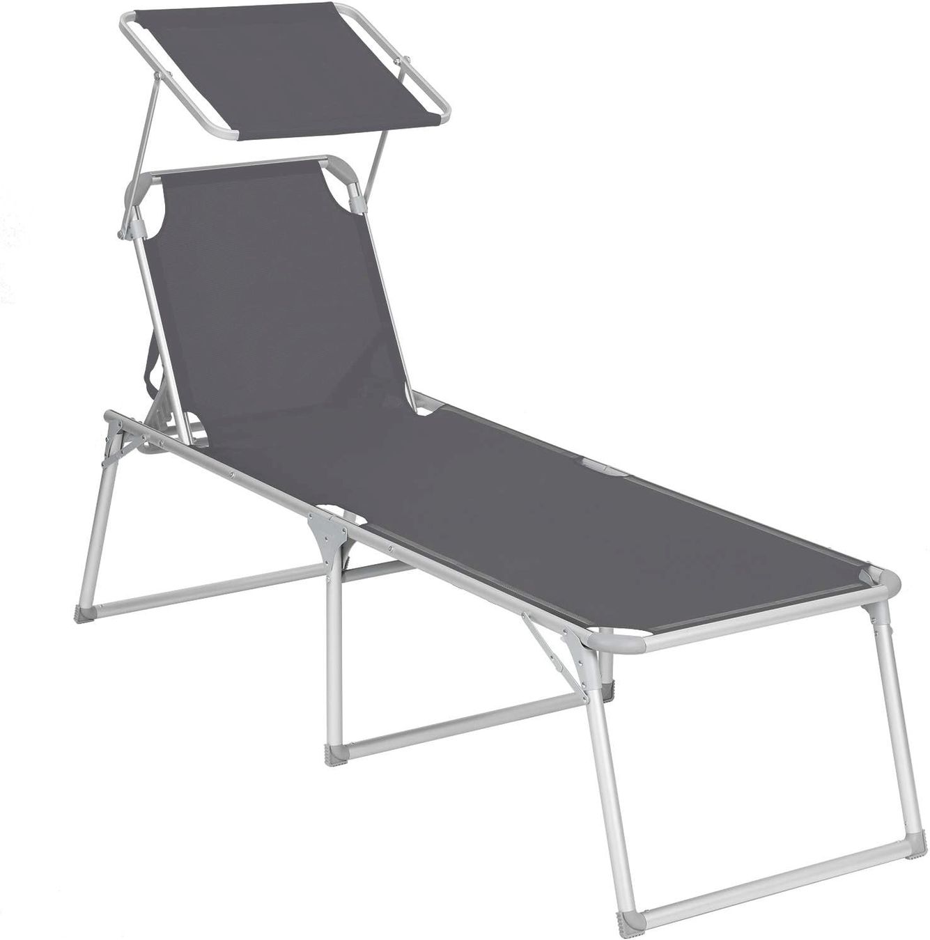 Sedie a sdraio & strandkorb: SONGMICS Gartenliege mit Sonnendach grau – Nuovo e nell'imballaggio originale da Bottighofen venduto da zaap