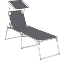 SONGMICS Gartenliege mit Sonnendach grau