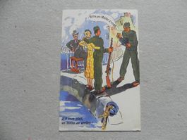CH Humor Motiv Karte Miltär Rueblikarte Bären Katzen ca.1940