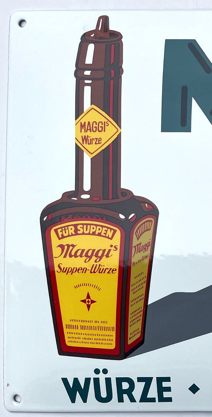 Maggi Insegne: Maggi - Vintage Emailschild gewölbt – Usato da Savagnier venduto da Ne2065 1